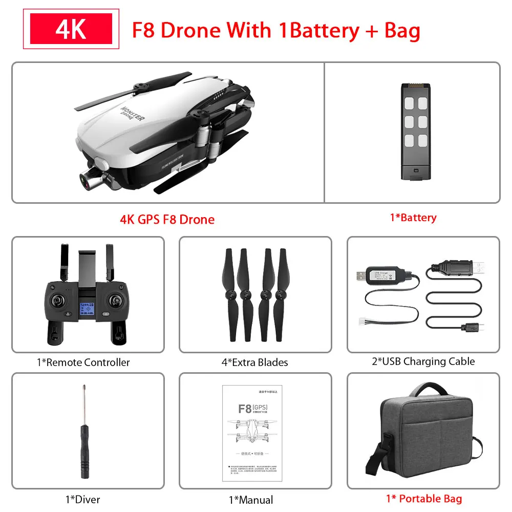 4K 1Battery F8 gps Дрон с двухосевым антивибрационным самостабилизирующимся шарниром Wifi FPV 1080P 4K камера бесщеточный Квадрокоптер Vs Zen K1 SG906 - Цвет: 4K 1Battery