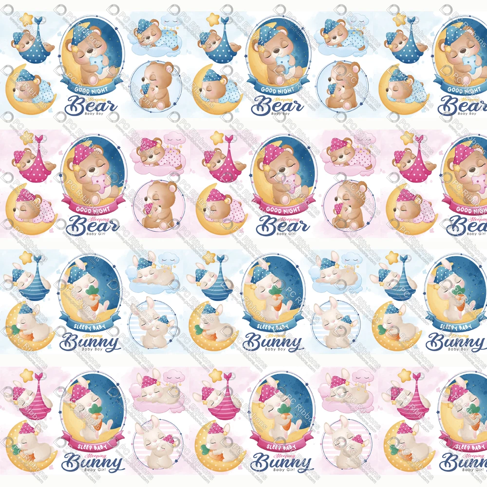 

Cute Cartoon Bear 1-1/2" Printed Lanyard/Grosgrain/Satin Design Customized Ribbon for Bow DIY Hair Craft Supplies Sewing