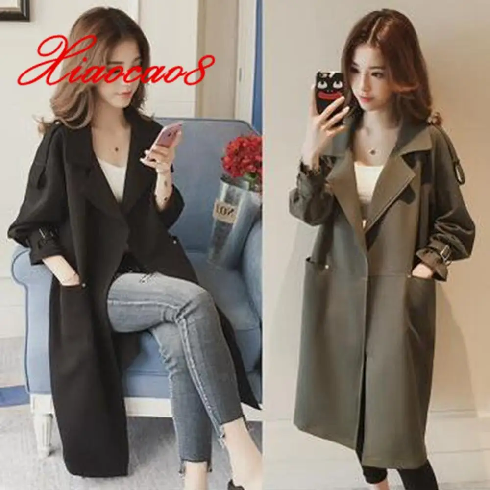 

Plus Size 2019 Autumn fashion trench coat for women V neck epaulet elegant outwear casual clothing trench coat femme clothes