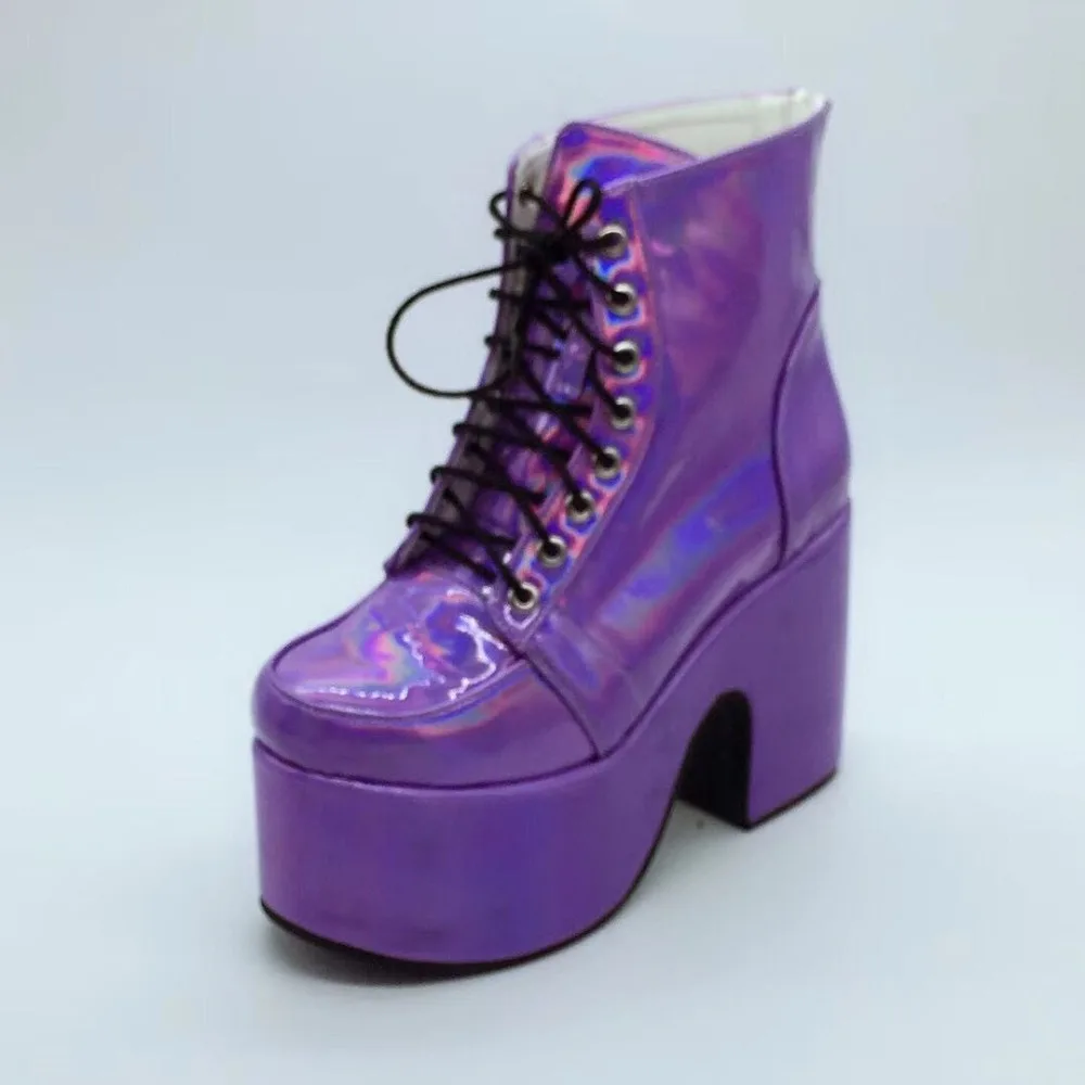 Pearl-Purple-High-Platform-Punk-Ankle-Boots-Lace-up-Back-Zip-Plus-Size-Custom-2