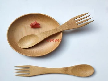 

100pcs/lot Bamboo Spoon Forks Set Natural Bamboo Cutlery Coffee Tea Spoons Salad Fruit Fork