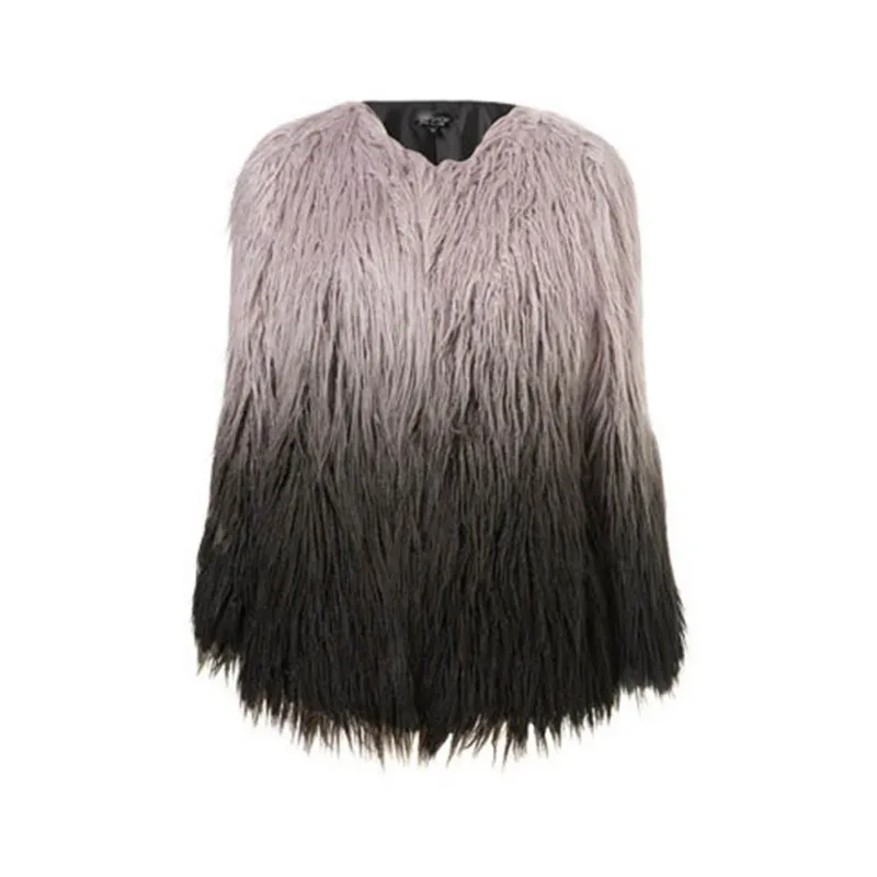 Winter Women Fur Gradient Faux Coat Hair Outerwear Coats Fur Winter Jacket Long Overcoat New Short Jackets