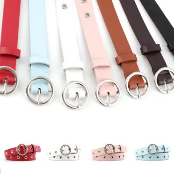 

Decorative Belt Women Belt Adjustable PU Leather Belt Punk Waist Belt Jeans Dress Long Waist Strap Pin Buckle Hollow Eyelets