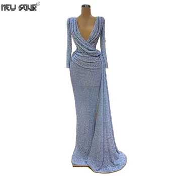 

Elegant Gliier Evening Dress With V Neck Formal Couture Long Sleeve Celebrity Gown 2020 New Aibye Middle East Dubai Prom Dresses