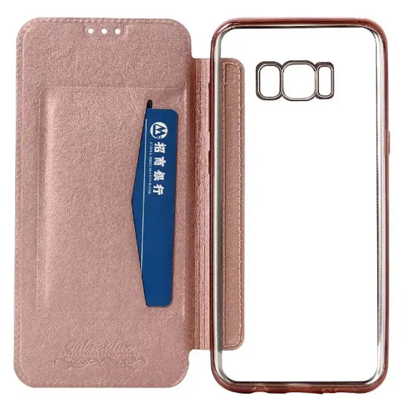 Универсальный чехол-бумажник с гальваническим покрытием для samsung Galaxy S7, S7edge, S8, S8Plus, мягкий ТПУ+ PU кожаный чехол-книжка с подставкой, чехол