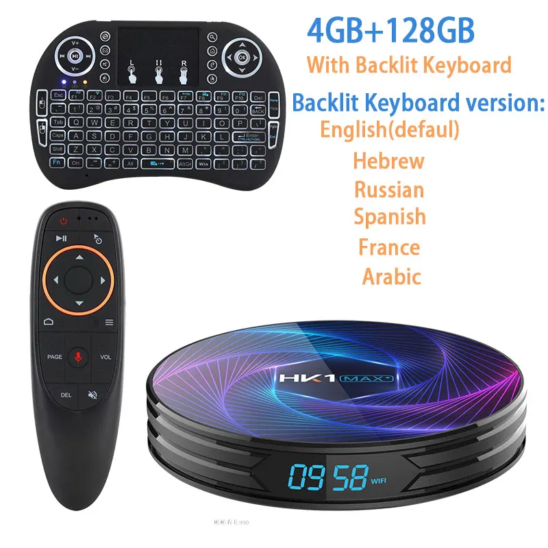 Transpeed Восьмиядерный Android 9,0 ТВ приставка RK3368 PRO 64 Гб 128 ГБ 4K Google Play Youtube Netflix высокопроизводительный процессор ТВ приставка - Цвет: 128G keyboard mouse