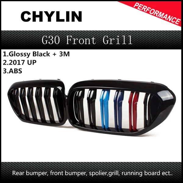 

G30 M5-style ABS Gloss 3-color Car-styling Front Bumper Racing Grill Grille for BMW New 5-Series G30 2017 2018