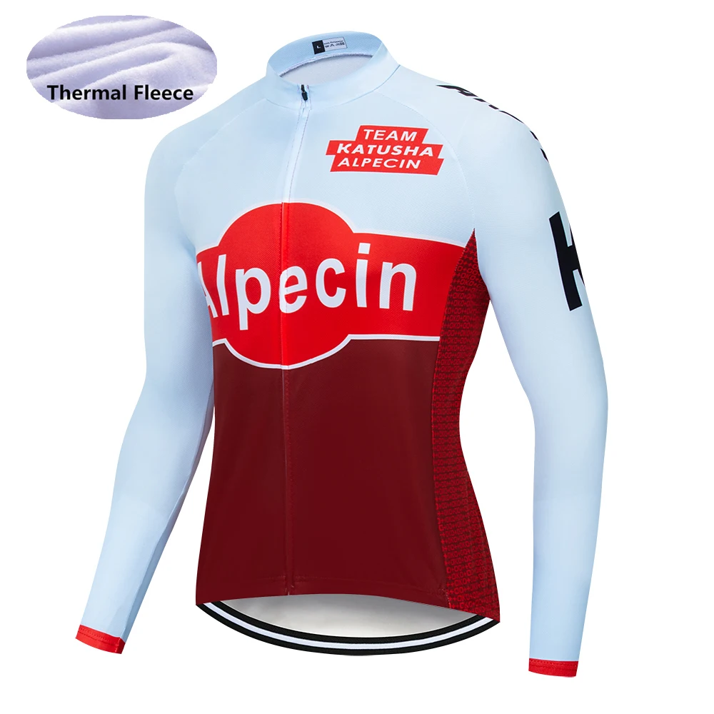 Cycling Jersey Катюша с длинным рукавом Зимний термо флис Велоспорт Джерси набор спорт на открытом воздухе ropa ciclismo велосипед одежда гелевая Подушка 19d - Цвет: Cycling Jersey