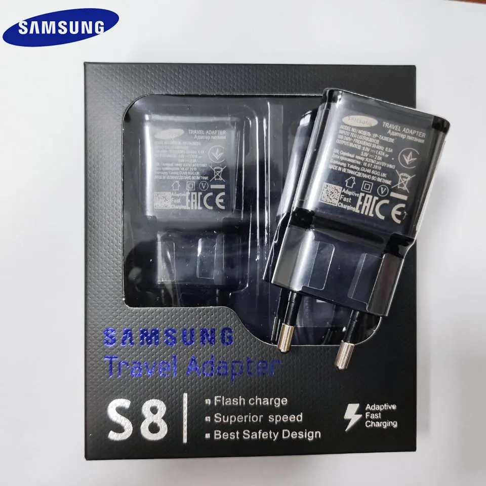 

100%Original Samsung Galaxy S8 S9 Plus Adaptive Fast Charger EU 9V 1.67A USB Quick Adapter Type C Cable For Note 8 9 A8 2018 A50