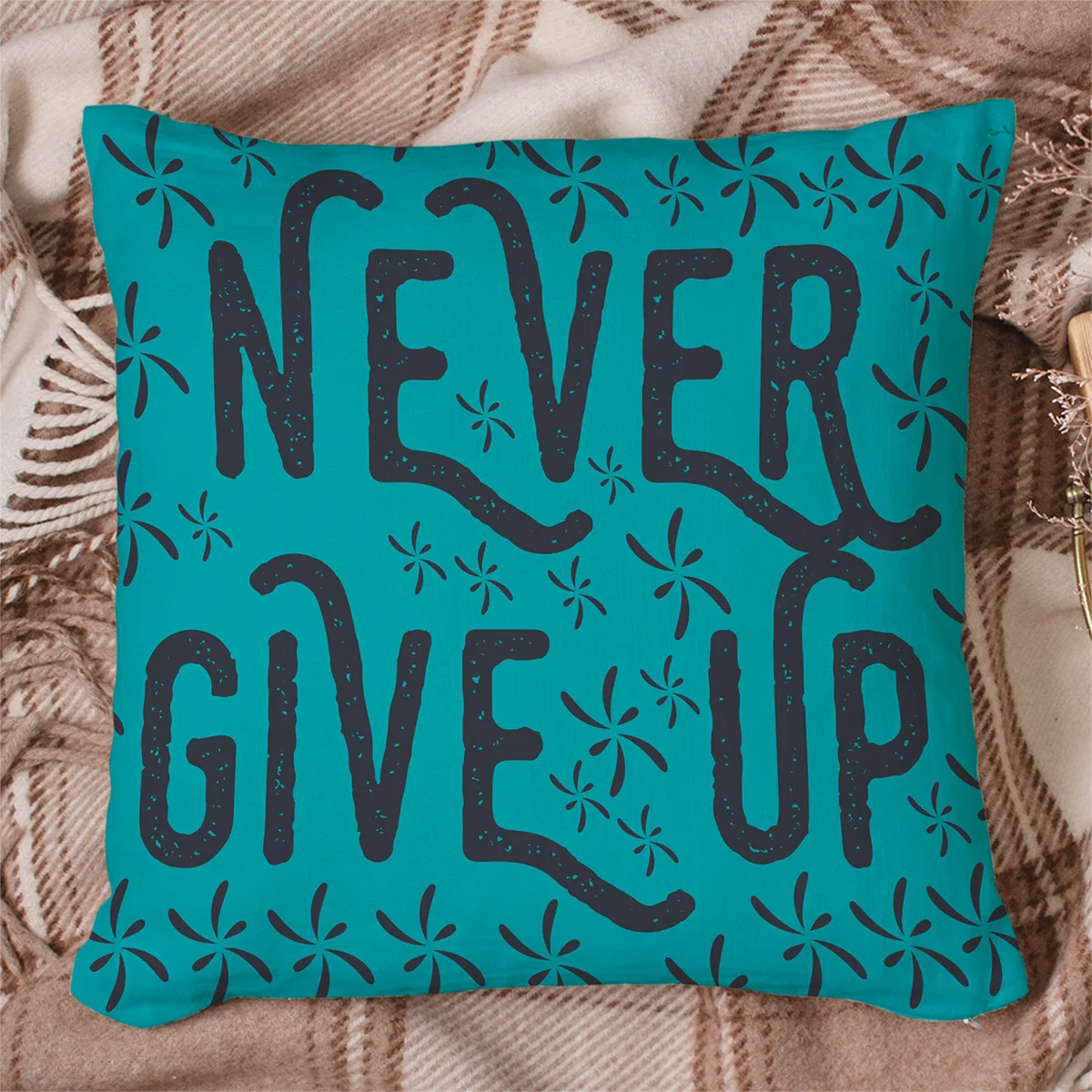 Наволочки для подушек с рисунком "Never Give Up", наволочки, наволочки с квадратным принтом