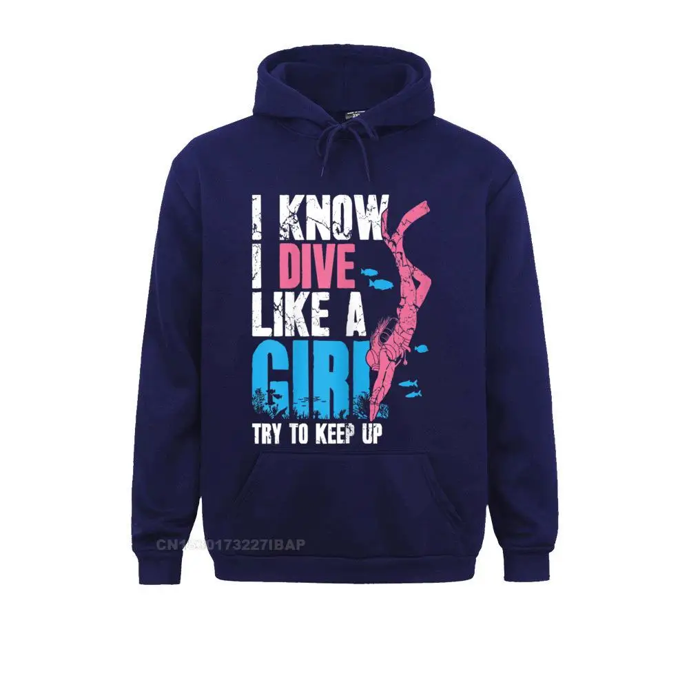 thumbnail image 1 of Sudadera con capucha para mujer, con la frase "Sé que buceo como una chica, trato de mantener el ritmo", sudadera con capucha para mujer, sudadera con capucha, sudadera con capucha de moda y fitness,, 1 of 5
