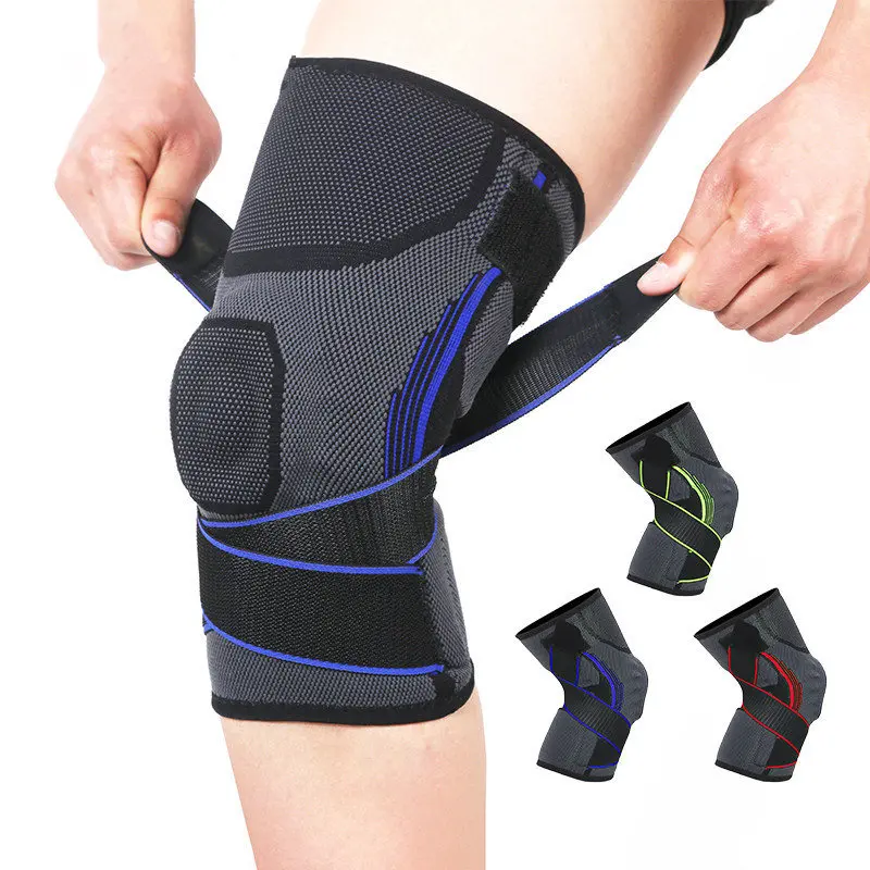 

Silicone spring bar support non-slip sports knee pads compression fitness pressure protection knee support