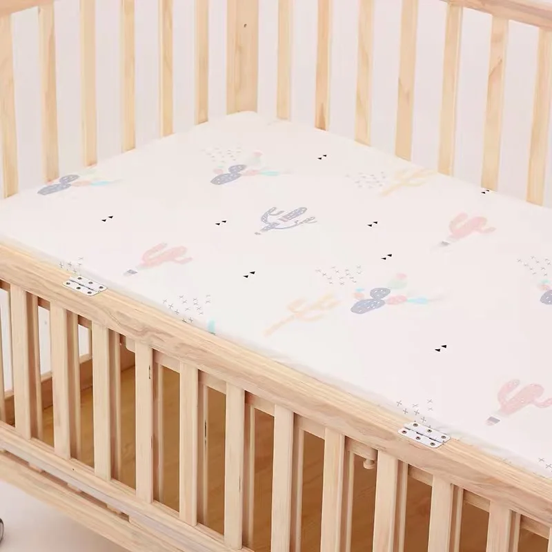 100% Cotton Crib Fitted Sheets With Elastic Band Baby Aldult Mattress Covers Printed Newborn Infant Bedding Set Kids Cot Sheet 5