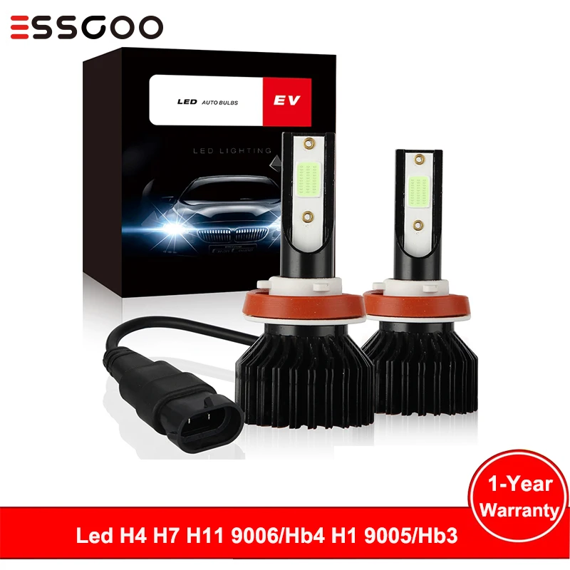 

Essgoo 2x 8000k H4 Led H7 H11 Hb4 H1 Hb3 Auto Ev12 Car Headlight Bulbs 120w 12000lm Car Styling 9005 9006 Led Automotivo