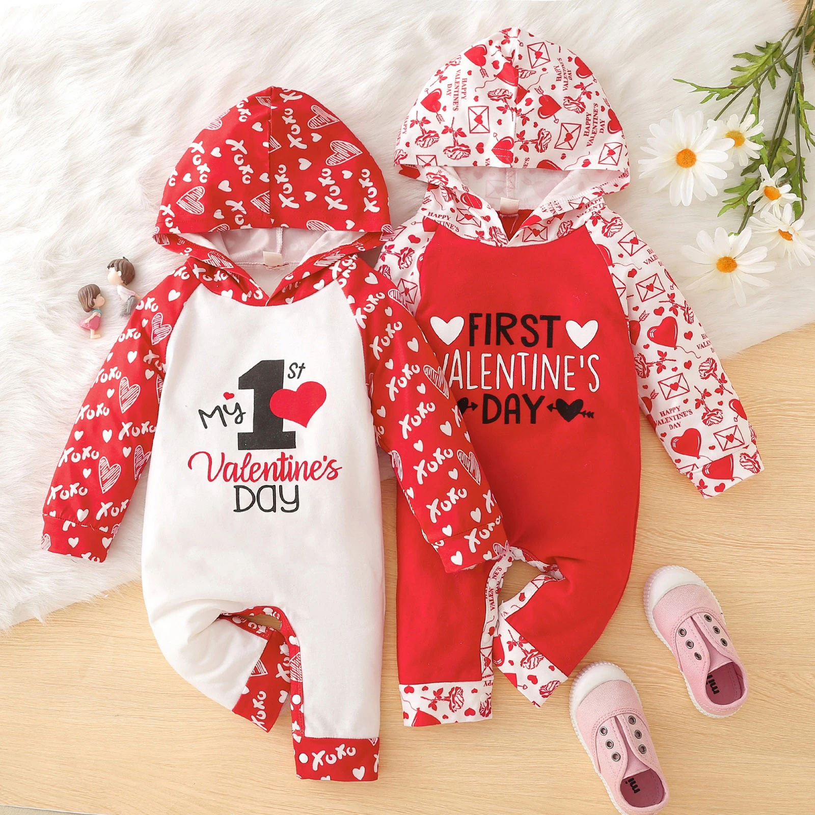 Goed opgeleid hoop knop Baby Baby Jongens Meisjes Valentijnsdag Brief Hart Gedrukt Hoodie Romper  Jumpsuit Baby Kleding Herfst Lente Kleding Overall|Rompers| - AliExpress