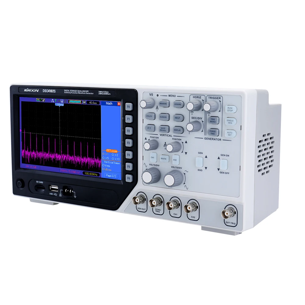 Профессиональный Сертифицированный KKMOON DSO4102S Настольный Осциллограф смешанных сигналов(MSO) 2CH цифровой осциллограф