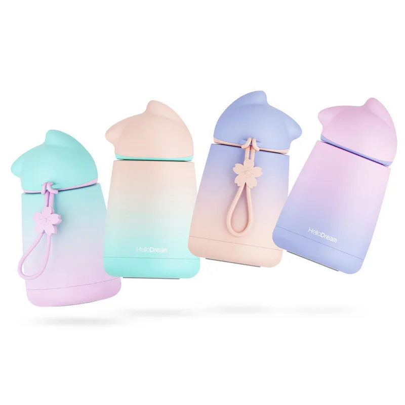 Милая бутылка для воды в виде кошки девочек и женщин горячая из нержавеющей стали