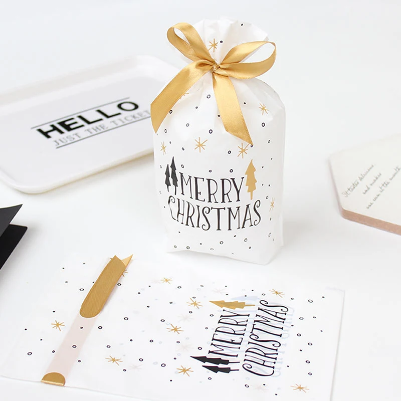 10PCS Christmas Gift Bag Cookie Candy Snowflake Crisp Handmade Soap Drawstring For Merry New Year Gifts | Дом и сад