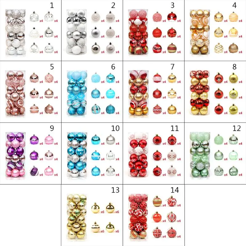 

24 6cm PCS Christmas Ball Ornaments Painted Shatterproof Christmas Decorations