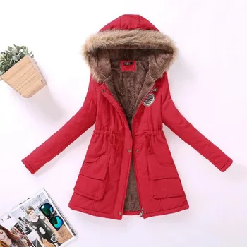 

Wholesale 2020 Women thelmal hoodies warm Parka Thick hooded long cotton padded lamb cotton coat female Outwear coat large size
