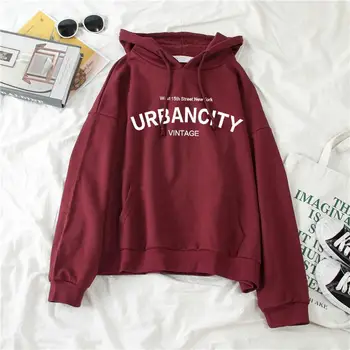 

Women's Autumn and Winter New Plus Velvet Hooded Sweatshirt Women's Letter Printing Loose Student Wild Sweatshirt Women