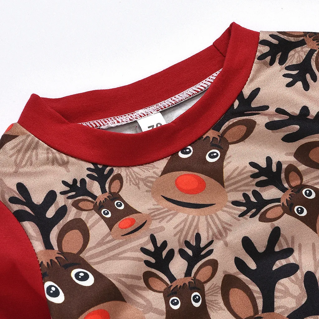 Рождественский принт с животными Детский комбинезон для новорожденного, для малыша девушка комбинезон, костюм с длинными рукавами детский костюм на Рождество, спортивный костюм для новорожденных