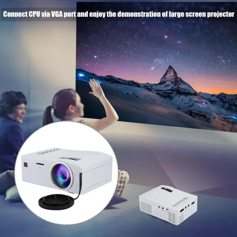 UC18 мини светодиодный проектор с AV/HDMI/USB/TF входом 3,5 мм выход для наушников 110-240 в 1080P проектор
