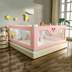 2M Baby Bed Fence Home Kids Playpen Safety Gate Adjustable Crib Rails Children's Bed Barrier Fence Safety Guardrail for 0-6 Year