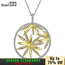 DreamCarnival 1989 большой кулон в форме цветка ожерелье для женщин стиль полый колье Бижу Collana цирконий 2 тона золотой цвет WP6431