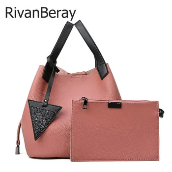 

2sets Women Leather Handbags Tassel Messenger Bag Designer Crossbody Bags for Women 2019 Bolsa Feminina Tote Shoulder Bags Sac