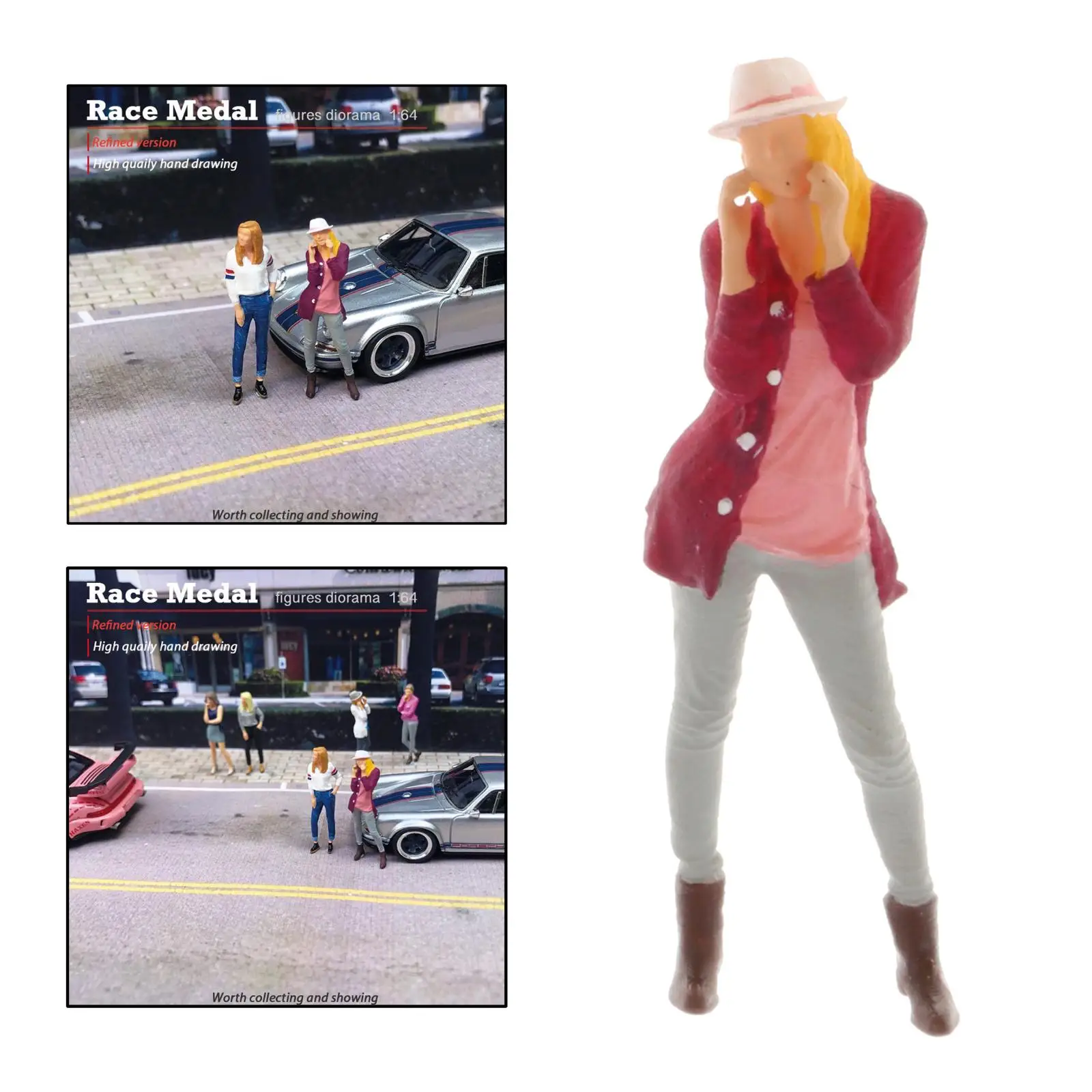 1PC 1/64 Scale Diorama Figure People Fashion Building Train for Fire Wheel Desk Decor Collections Accessory