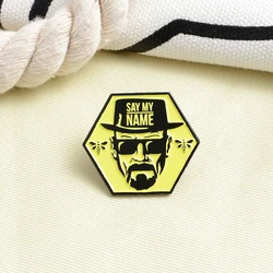 SAY MY NAME brooch hat sunglasses punk man bee yellow hexagon badge brooch pin cowboy lapel backpack hat gift for friends