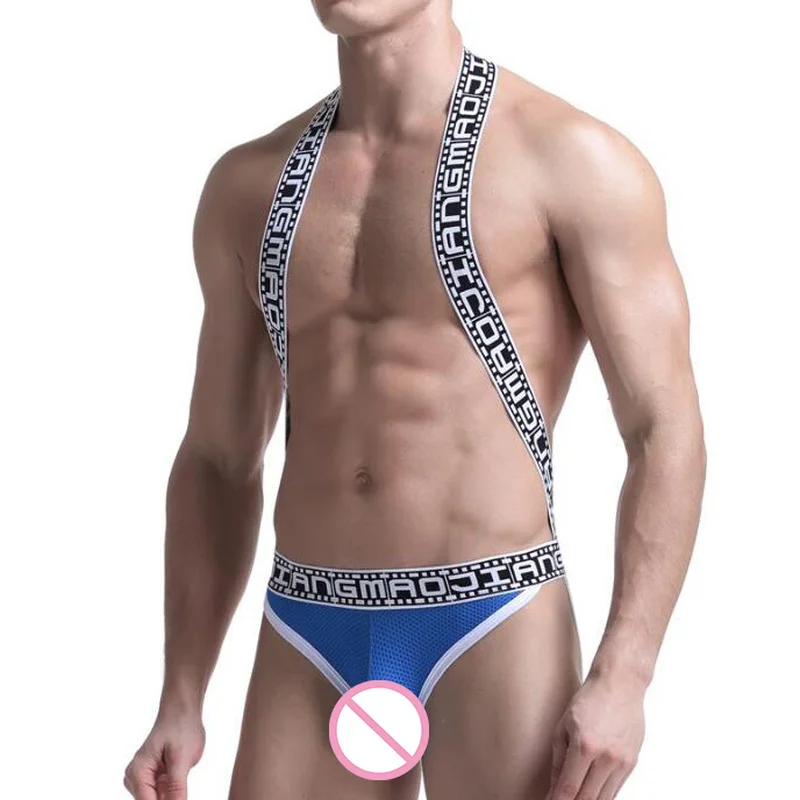 Сексуальные мужские боди Jockstrap с буквенным принтом прозрачные цельные