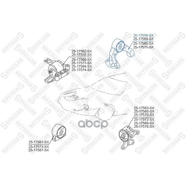 25-17559-Sx_подушка Двигателя Задняя! Mitsubishi Lancer Cy2a/Cy3a/Cy4a-2007 Stellox 2517559sx Stellox арт. 2517559SX
