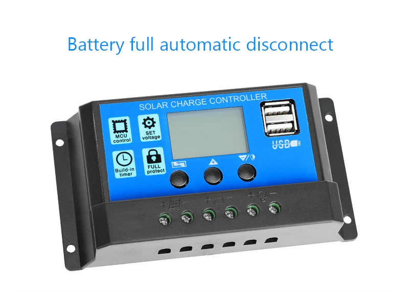 30A/20A/10A 12 В 24 в автоматический Солнечный контроллер заряда PWM контроллеры lcd Dual USB 5 В выход солнечная панель PV регулятор