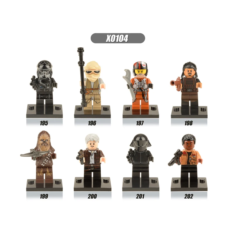 

X0104 8PCS Set Building Bricks Figure Solo Rey Poe The Force Awakens Finn Han Troopers Birthday Gifts For Children Toys