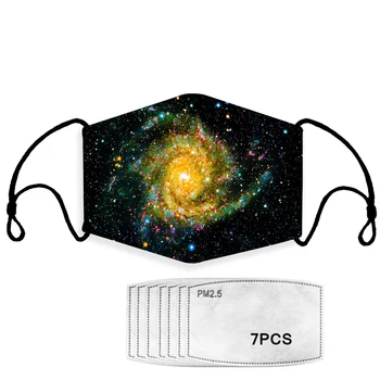 

PM2.5 Face Mouth Mask Space Galaxy Oil Art Pattern Print Women Men Kids Dust Masks Reusable Dust-proof Mask with 7 Filters