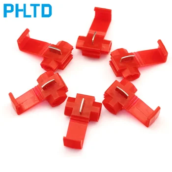 

Blue T Shape Wire Cable Connectors fast terminal branch clamp wire electric connection connector 50 pcs/bag Car Audio Kit