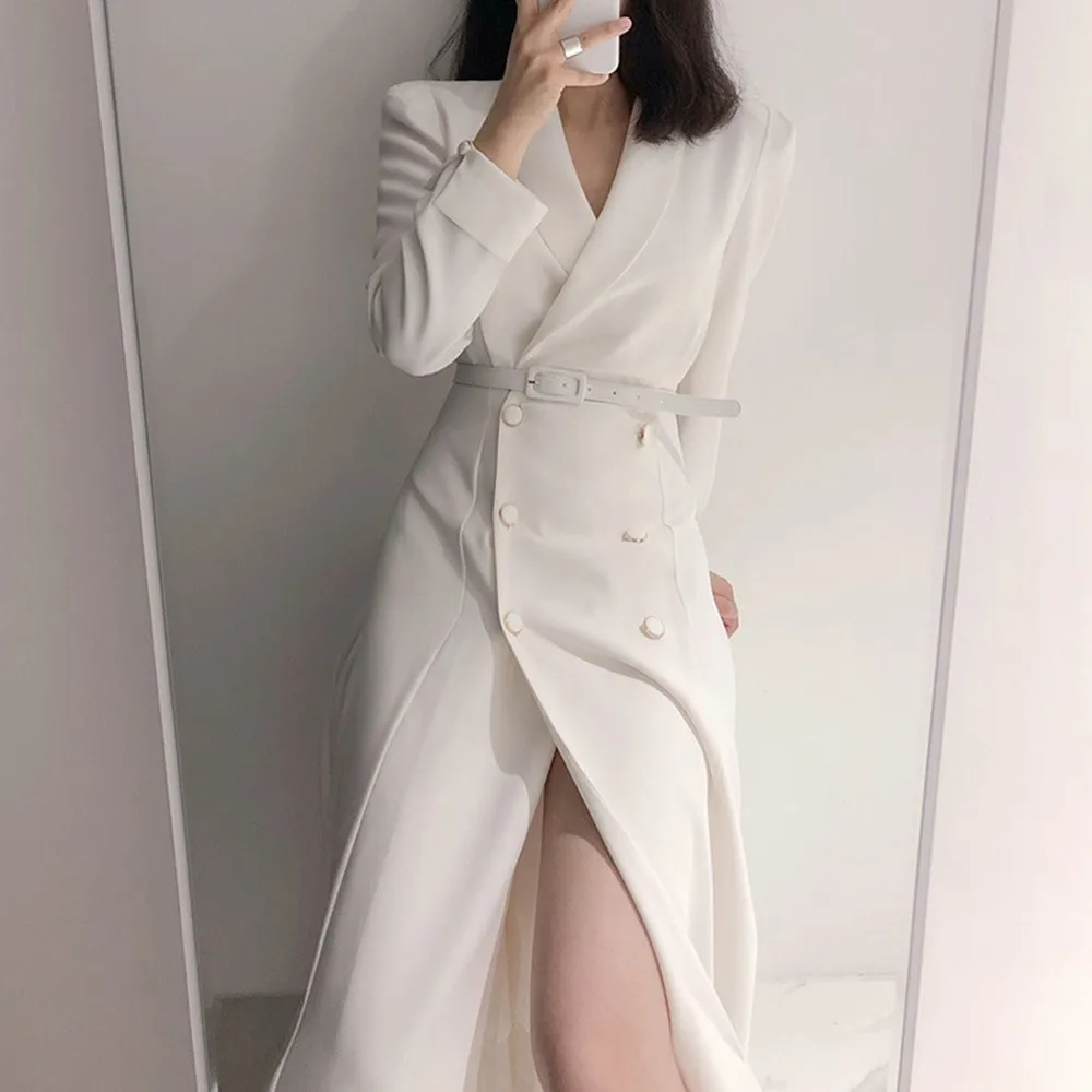 SMTHMA 2021 nuevo Otoño e Invierno de las mujeres abrigo coreano Chic chaqueta mujer abrigo doble Breasted largo damas Abrigos