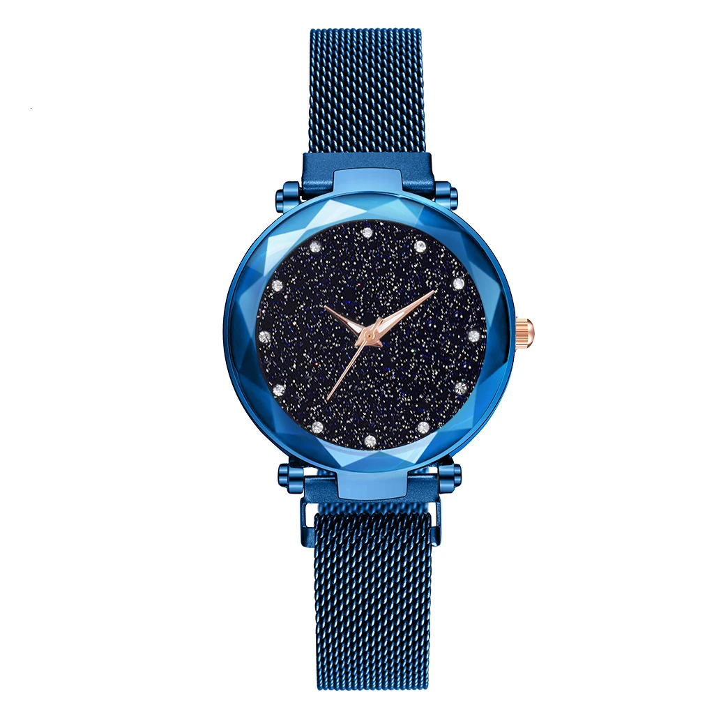 Women Magnet Buckle Starry Sky Diamond Watches Luxury Crystal Fashion Woman Watches Clock Quartz Ladies Watches Relogio Feminino - Цвет: Blue