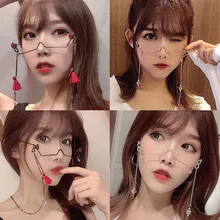 Zyomy без объектива без цепи брендовый дизайнерский сплав женские полуоправные очки модные женские очки бескаркасные Стразы