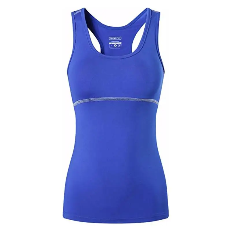 Jeansian femmes Séchage Rapide Coupe Slim Réservoir hauts Réservoir hauts Sans Manches Gilet Singulet SWT238 Bleu