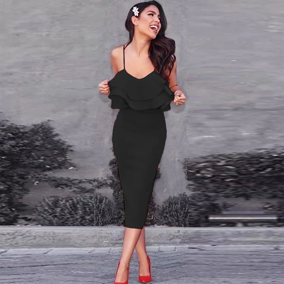 2019-Sexy-Bodycon-Bandage-Dress-Strapless-Ruffle-Chic-Celebrity-Party-Black-Red-Pink-Dresses-New-Spring