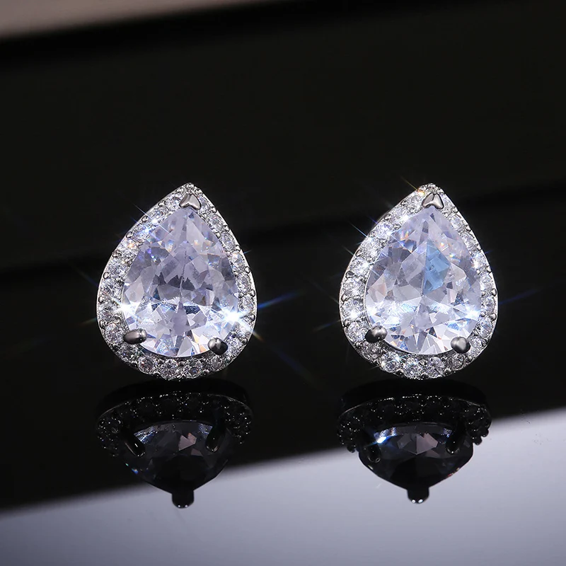 

New Classic Drop Design Clear Stone Zircon Dangle Earrings For Women Fashion Piercing Earring Band Shiny Crystal Wedding Jewelry