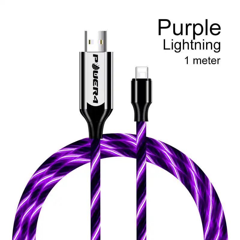 Lightning-Purple Мощный 4 EL холодный светильник USB C зарядный шнур для телефона samsung Быстрая зарядка Micro USB type C кабель светящийся светильник ning iPhone - Цвет: Lightning-Purple