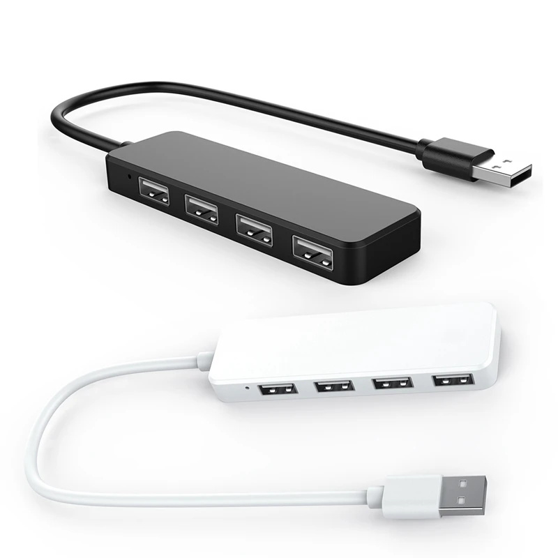 HOT-2Pcs ультра тонкий usb-хаб 4-Порты и разъёмы USB 2,0 концентратор белого и черного цвета