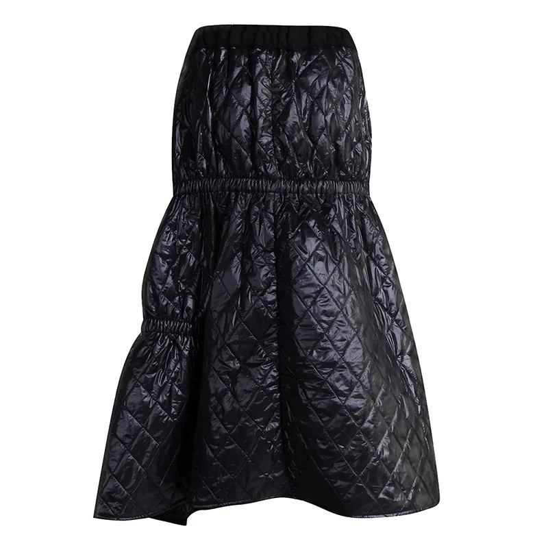 Getspring Women Skirt Irregular Warm Iiiing High Waist Skirts Asymmetry Vintage All Match Black Long Skirt Winter Fashion