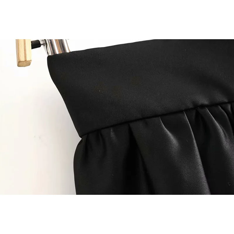 Шикарные черные юбки женские атласные сзади мини-юбка на молнии faldas mujer moda Мода ropa mujer