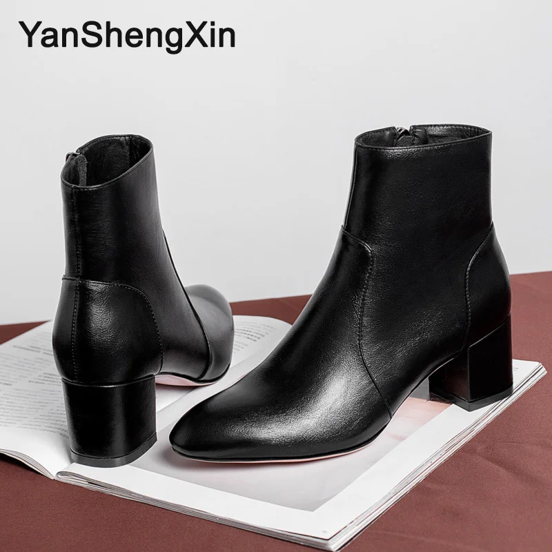 YANSHENGXIN/обувь; женские ботинки; ботильоны в стиле знаменитостей; женская обувь на молнии; сезон осень-зима; женские ботинки