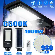 1000 Вт Светодиодный уличный фонарь на солнечной батарее 6500K IP65 963 светодиодный светильник радар Датчик движения настенный светильник синхронизации+ пульт дистанционного управления для сада на открытом воздухе